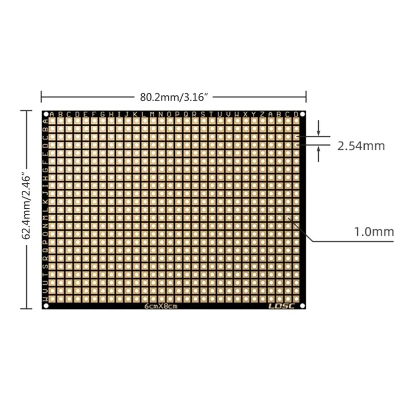 Гибкая тонкая двухсторонняя макетная плата 6x8cm