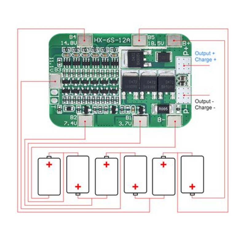 BMS контроллер 6S 15A для Li-Ion аккумуляторов