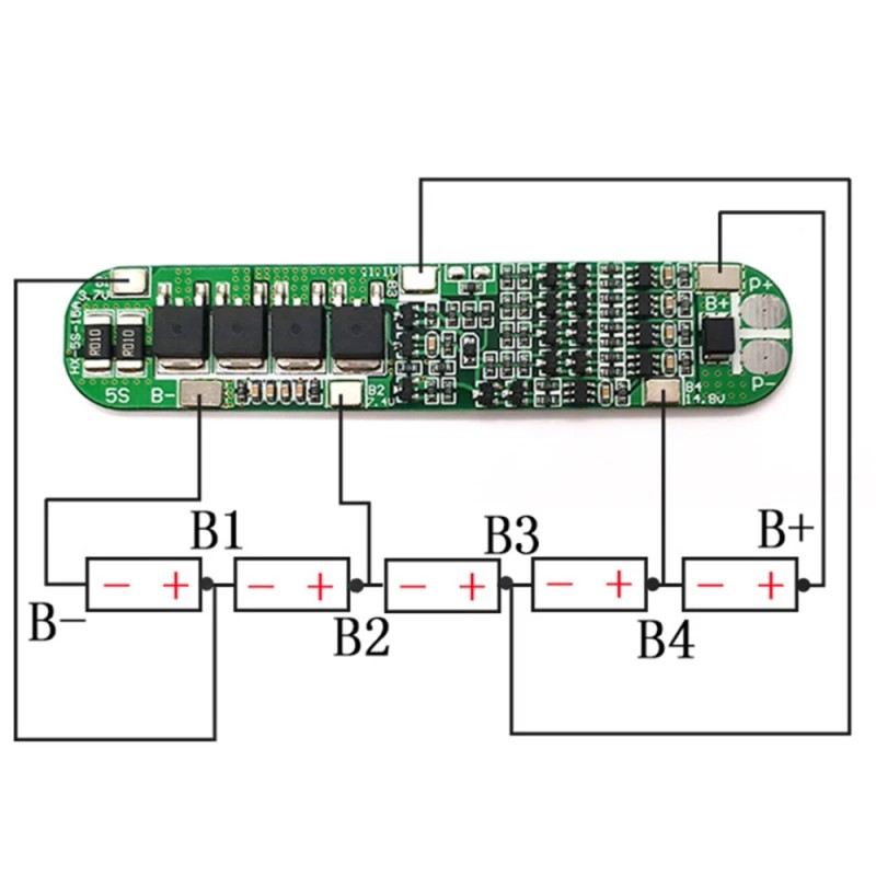 BMS контроллер 5S 15A для Li-Ion аккумуляторов, HX-5S-15A
