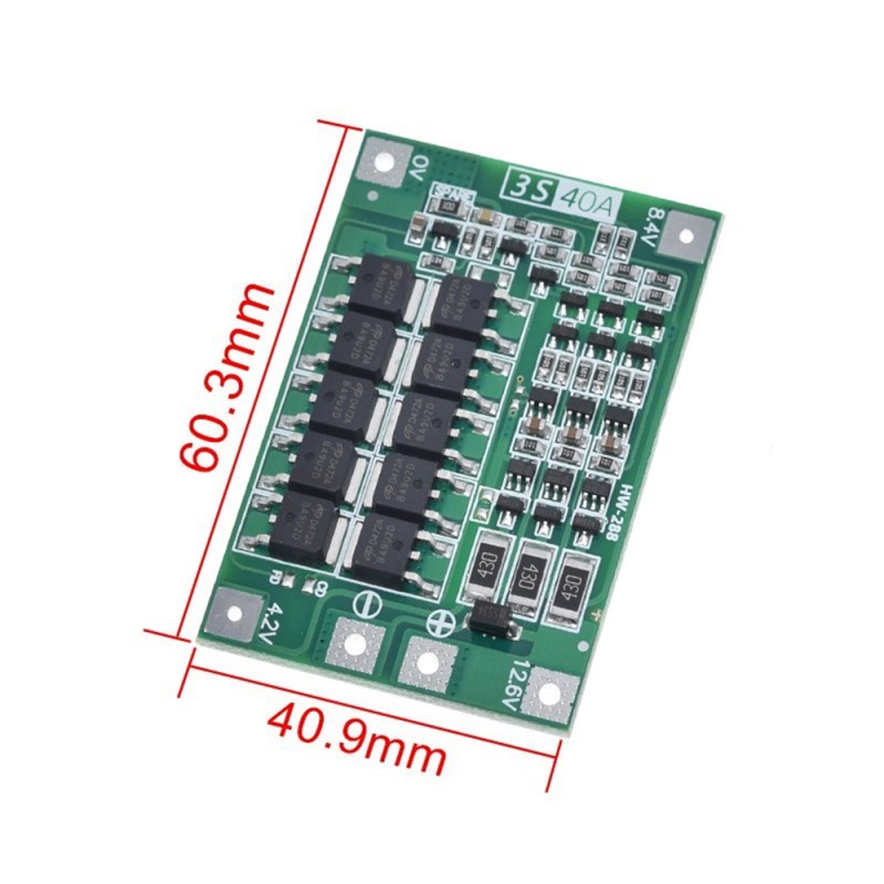 BMS контроллер 3S 40A для Li-Ion аккумуляторов с балансировкой