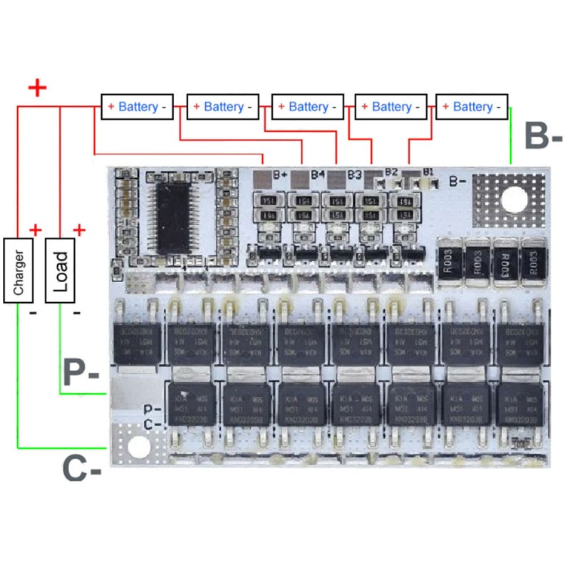 BMS контроллер 5S 100A для Li-Ion аккумуляторов с балансировкой