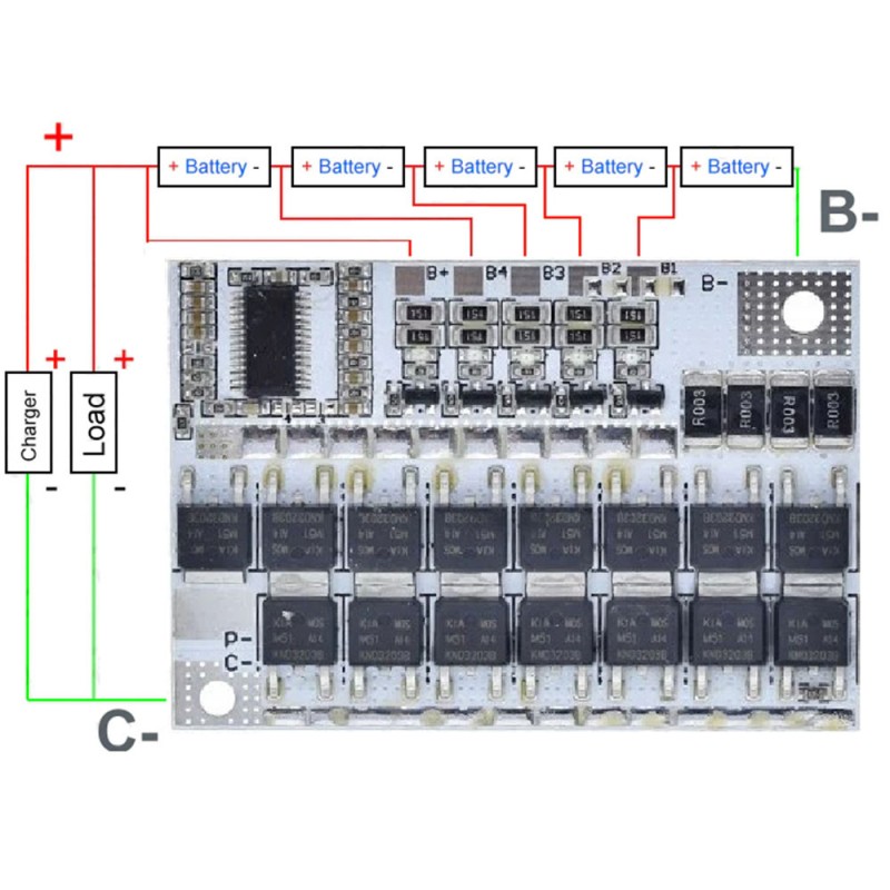 BMS контроллер 5S 100A для Li-Ion аккумуляторов с балансировкой