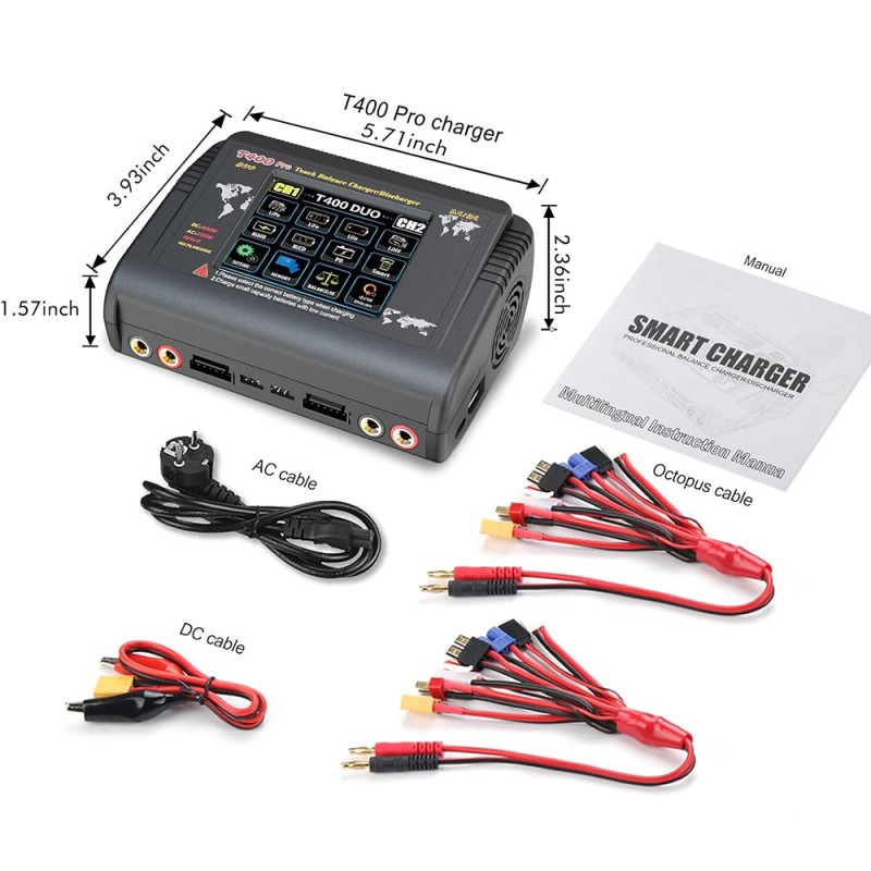 Зарядний пристрій HTRC T400 Pro DUO 400W 12A 1-6S
